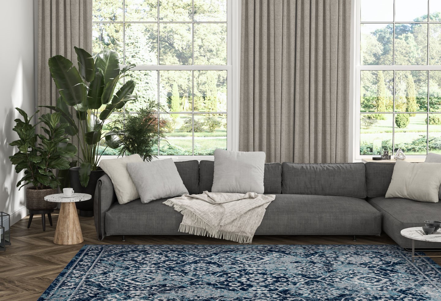 Tiera Transitional Damask Area Rug